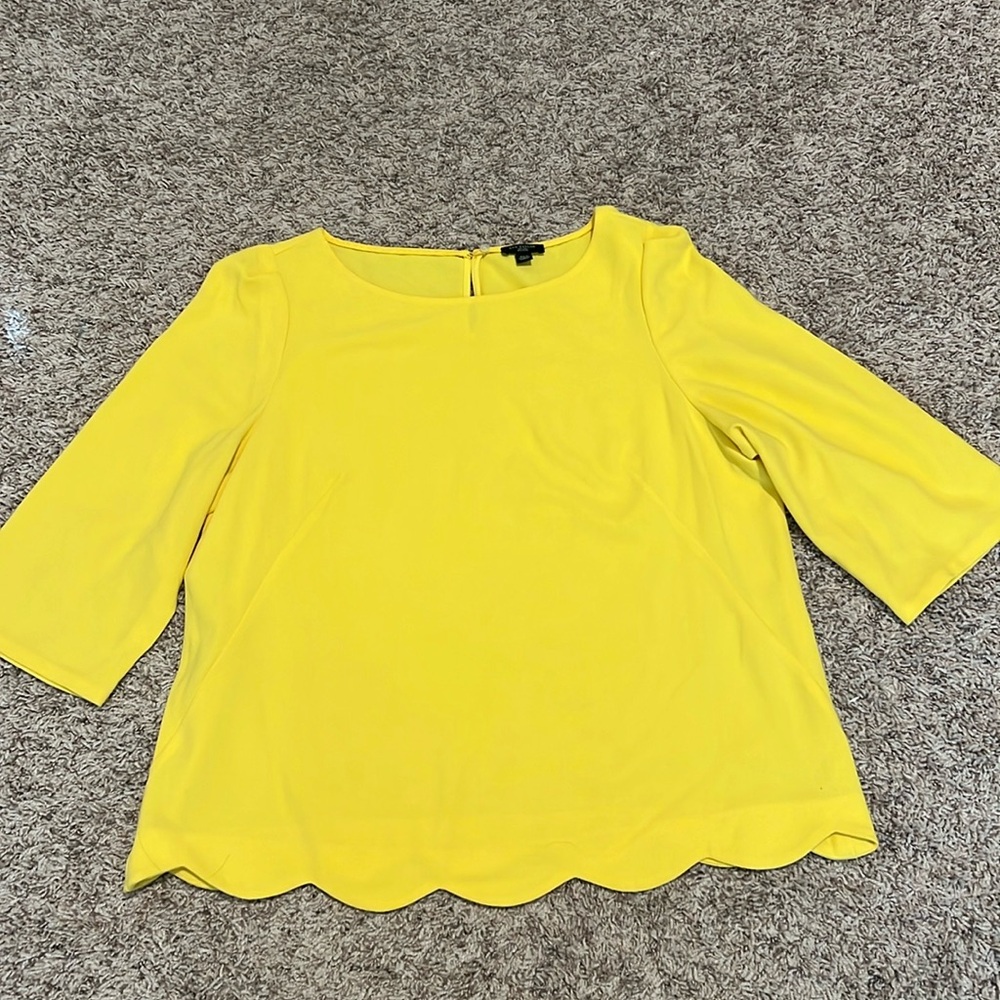 Ann Taylor yellow scalloped blouse